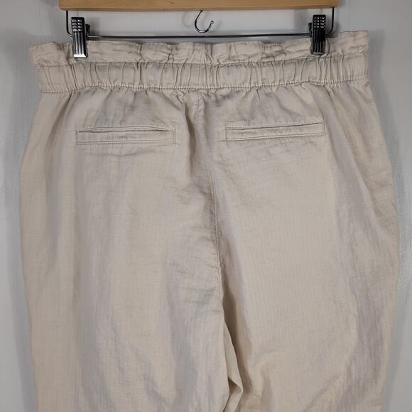 LOFT Pull On Pants Women’s Large Beige Paperbag Waist Casual Lightweight Cotton - Picture 5 of 16